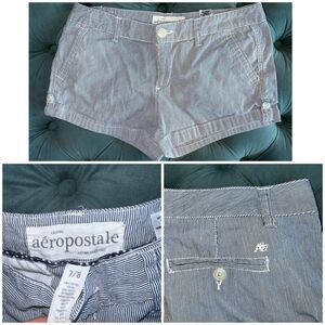 Aeropostale Blue Pinstripe Cuff Shorts size 7/8 Juniors